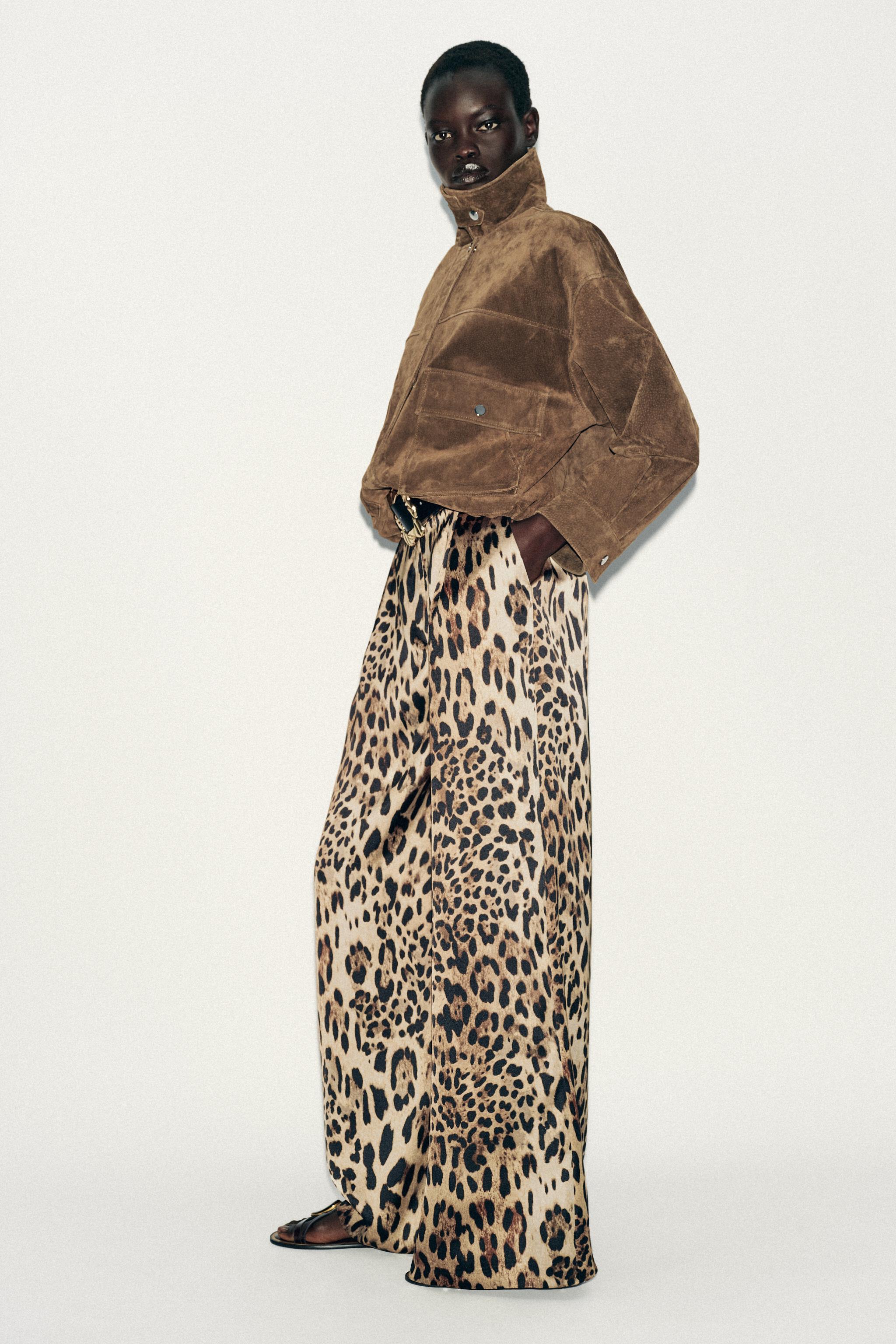 SATIN WIDE-LEG BELTED PANTS